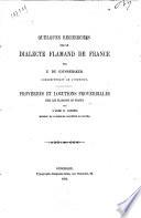 Quelques recherches sur le dialecte flamand de France