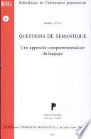 Questions de sémantique