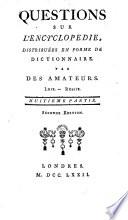 Quéstions Sur L'Encyclopédie