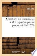 Questions sur les miracles à M. Claparède par un proposant