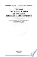 Qui sont les rhinocéros de Monsieur Bérenger-Eugène Ionesco?