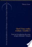 Quoi! Vous voulez traduire Goethe?