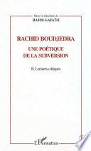 Rachid Boudjedra: Lectures critques