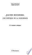 Rachid Boudjedra: Lectures critques