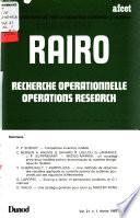 RAIRO, Revue Française D'automatique, D'informatique Et de Recherche Opérationnelle