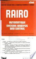 RAIRO, Revue française d'automatique, d'informatique et de recherche opérationnelle