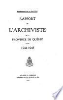 Rapport de l'archiviste de la province de Quebec ...