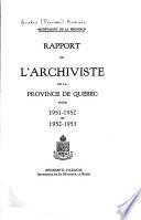 Rapport de l'archiviste de la province de Québec