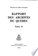 Rapport de l'archiviste de la province du Québec