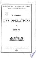Rapport des opérations de ...