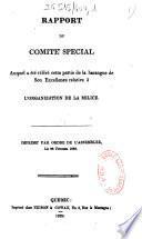 Rapport du comité spécial auquel a été référé cette partie de la harangue de Son Excellence relative à l'organization [sic] de la milice