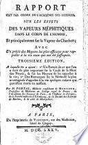 Rapport fait par l'ordre de l'Académie des sciences sur les effets des vapeurs méphitiques dans le corps de l'homme et principalement sur la vapeur du charbon