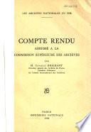 Rapport sur l'activité de la Direction des archives de France présenté à la Commission supérieure des archives