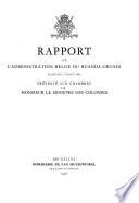 Rapport sur l'administration belge des territoires occupés de l'Est-africain allemand