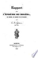 Rapport sur l'épidémie de choléra