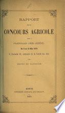 Rapport sur le Concours agricole tenn. à Plainpalais