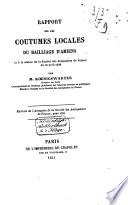 Rapport sur les coutumes locales du bailliage d'Amiens