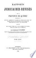 Rapports judiciaires revisés de la Province de Québec ...