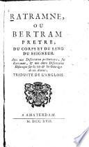 Ratramne ou Bertram Prêtre, du corps et du sang du seigneur