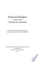 Raymond Radiguet, 1903-2003