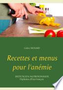 Livre Recettes et menus pour l'anémie