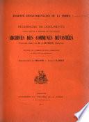 Recherche de documents pour servir à former de nouvelles archives des communes dévastées