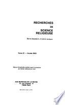 Recherches de science religieuse