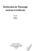 Recherches de théologie ancienne et médiévale
