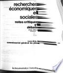 Recherches économiques et sociales