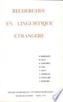 Recherches en linguistique étrangère