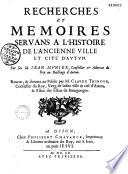 Recherches et mémoires servant à l'histoire de l'ancienne ville d'Autun