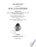 Recherches expérimentales sur l'inanition