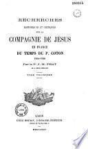 Recherches historiques et critiques sur la Compagnie de Jésus en France