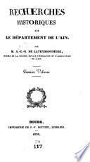 Recherches historiques sur le département de l'Ain