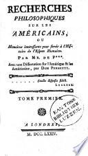 Recherches philosophiques sur les Américains