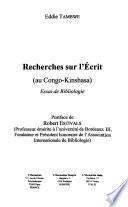 Recherches sur l'écrit au Congo-Kinshasa