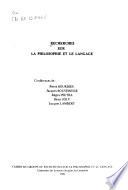 Recherches sur la philosophie et le langage
