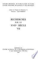 Recherches sur le XVIIème siècle