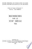 Recherches sur le XVIIème siècle