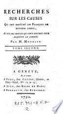 Recherches sur les causes qui out empeche les francois de devenir libres, et sur les moyens qui leur restent pour acqueris la liberte