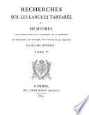 Recherches sur les langues tartares