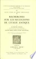 Recherches sur les religions de l'Italie antique