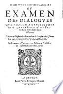 Recheute du Jésuite plagiaire ou examen des dialogues que P. Coton a opposés pour réplique à la fidélité des traductions de la sainte Bible faites à Genève