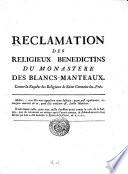 Réclamation des religieux bénédicts du monastère des Blancs-Manteaux