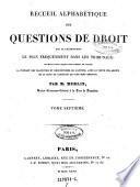 Recueil alphabétique des questions de droit