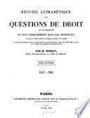 Recueil alphabétique des questions de droit qui se présentent le plus fréquemment dans les tribunaux