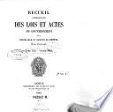 Recueil authentique des lois et actes du Gouvernement de la République et Canton de Genève
