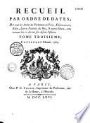 Recueil complet par ordre de dates, de tous les arrêts du Parlement de Paris... concernant les soi-disans Jésuites