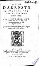 Recueil d'arrests notables des cours souveraines de France