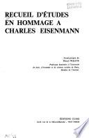 Recueil d'études en hommage à Charles Eisenmann ....